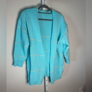 NWOT - Women's Light Blue/Aqua Open-Front Sweater